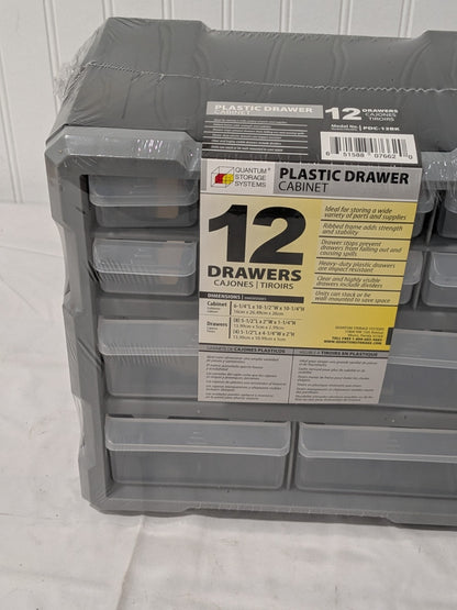 Quantum Storage 12 Drawer, Small Parts Drawer Cabinet System PDC-12BK