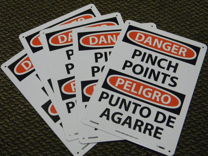 National Marker Danger Pinch Points Signs Qty 5  Bilingual ESD686AB