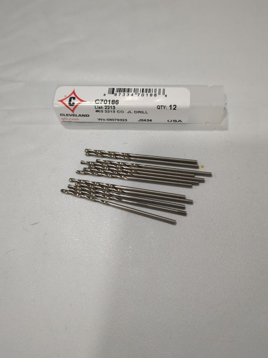 CLEVELAND 12pk Jobber Length Drill Bits #53 0.0595 Dia 135 deg Cobalt C70186