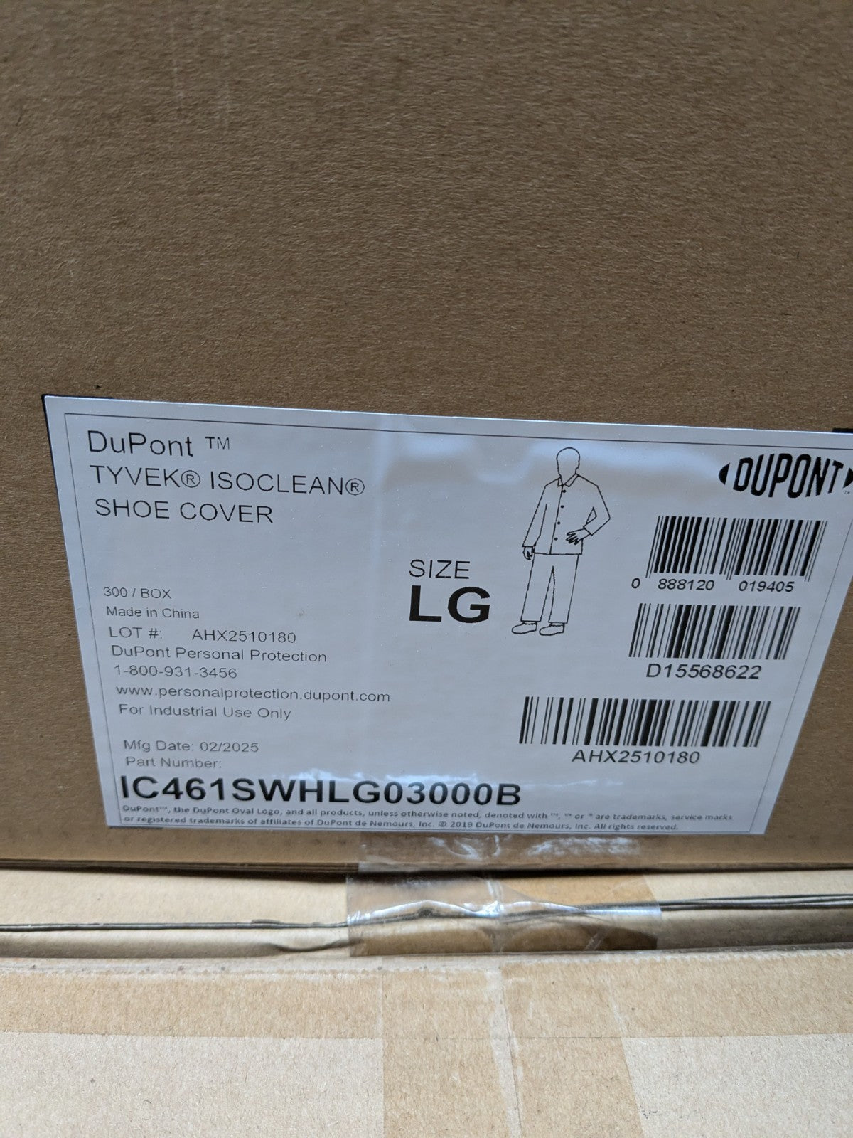 Dupont Shoe Cover: Non Chemical-Resistant, Sz L Box of 300 IC461SWHLG03000B
