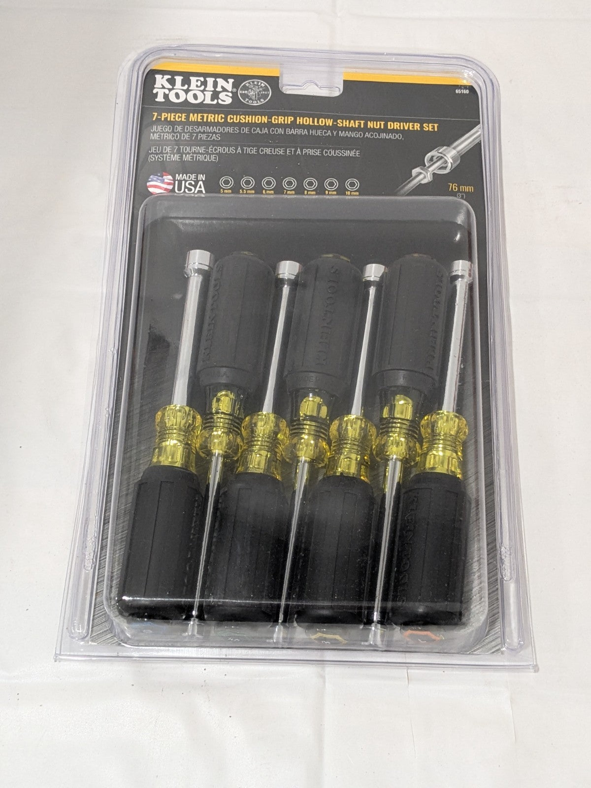 Klein Tools Nut Driver Set: 7 Pc, 5 to 10 mm, Hollow Shaft 65160