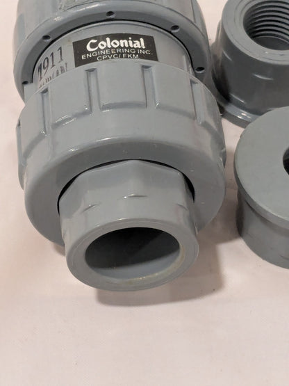 Colonial Plastic Union Check Valve: 1/2 in, CPVC Schedule 80 16883