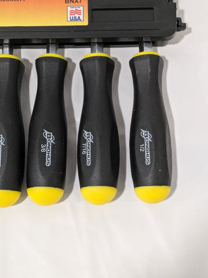 Bondhus Nut Driver Set: 7 Pc, 3/16 to 1/2", Hollow Shaft, Ergonomic Handle