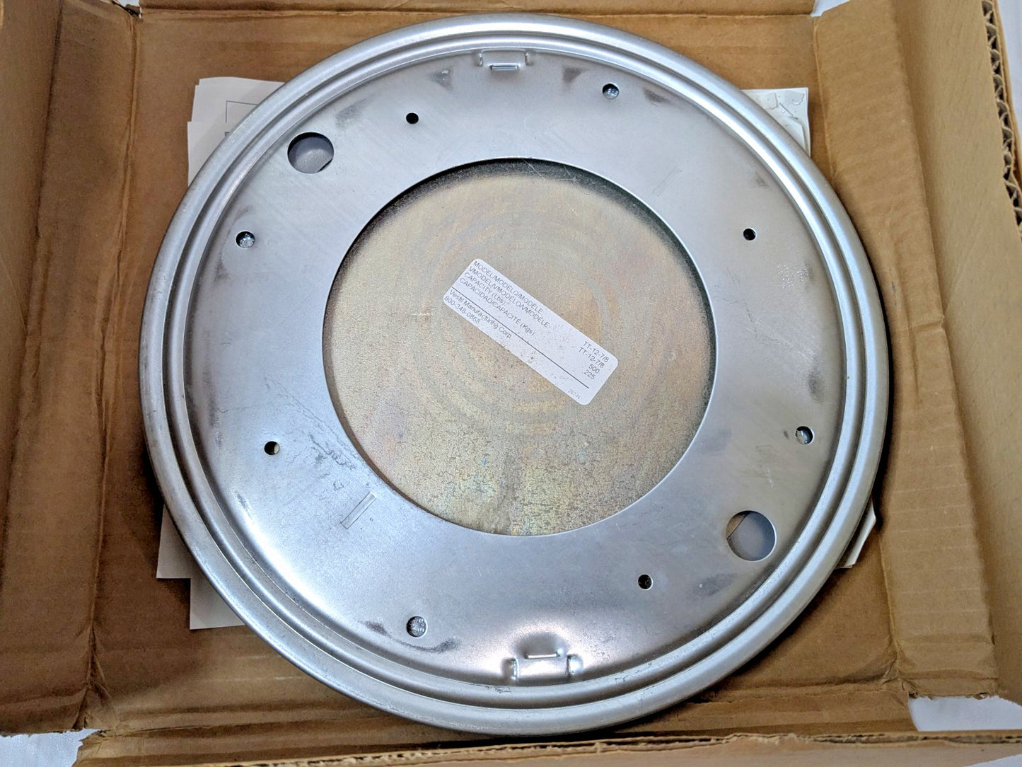 Vestil Steel Turntable 12" Diameter 5/16" Height 500 Lb. Cap TT-12-7/8