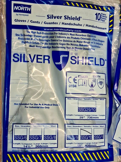 North Chemical Resistant Gloves Silver Sheild Size XL 2.7MIL SSG/10
