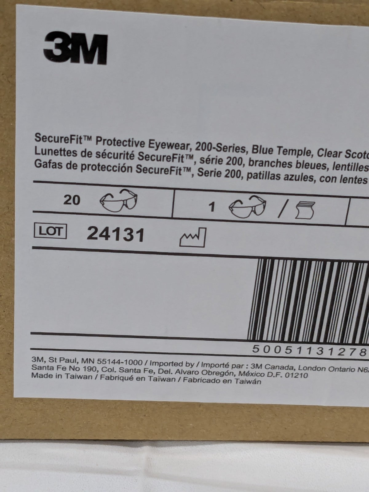3M Safety Glasses Anti-Fog/Scratch-Resistant Polycarbonate Box of 20 7100180044