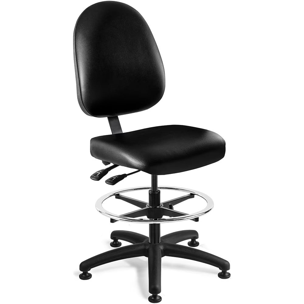 BEVCO Task Chair - 24 to 34" Adjustable Seat Height - Black Vinyl  6501-V-BLK