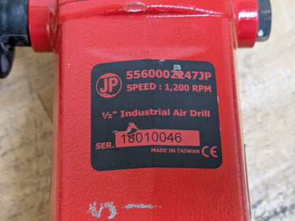 Jupiter Pneumatics Industrial Air Drill 1200 RPM 1 HP 90 PSI Missing Chuck