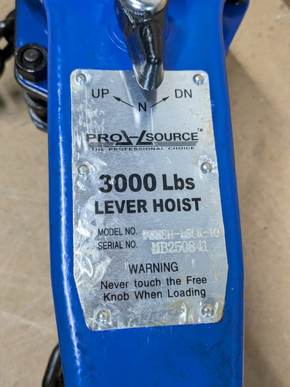 Pro Source Manual Ratchet Lever Chain Hoist 3000 lb. Capacity 10 ft. Lift