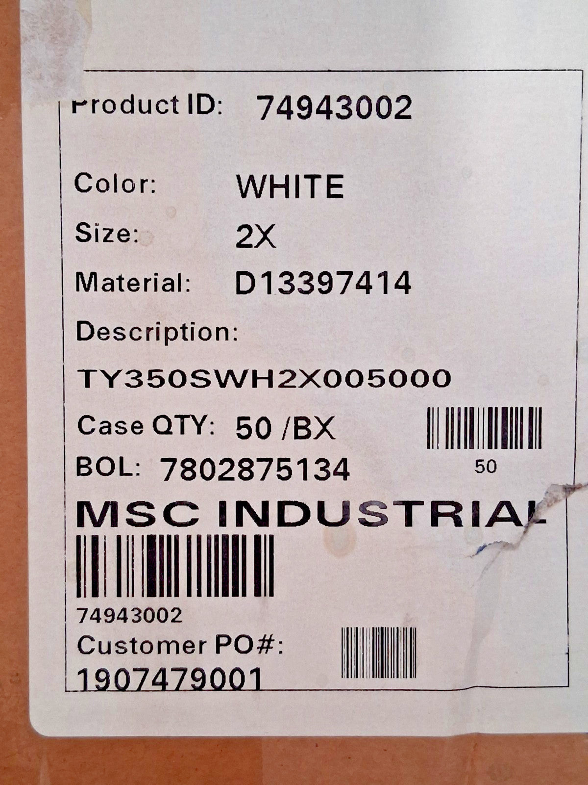 Dupont Tyvek General Purpose Work Pants 50 Qty 1 Pack Size 2XL TY350SWH2X005000