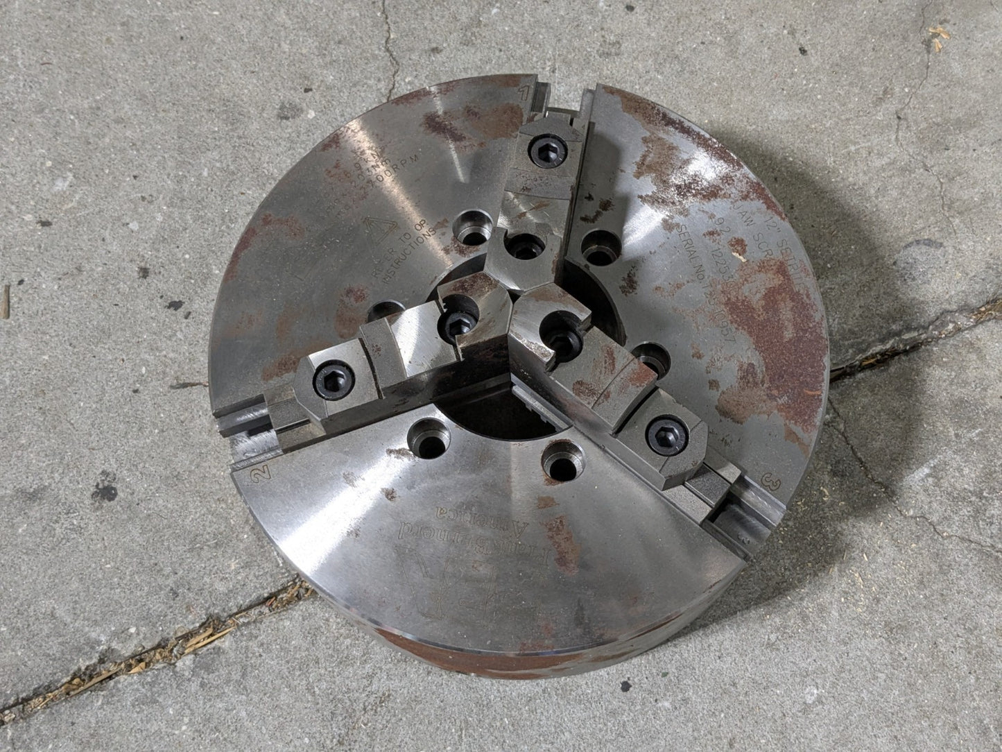 Pratt Burnerd 12" Setrite Lathe Chuck 3-Jaw Self Centering 1225300 Used