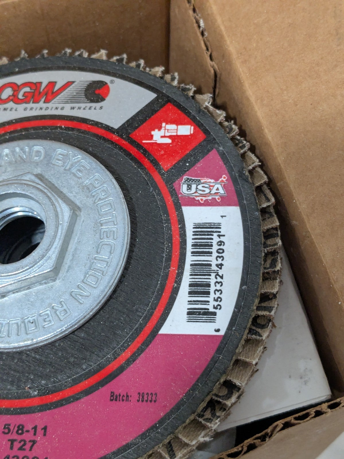 CGW Flap Disc: 4-1/2" Dia, 36 Grit, Aluminum Oxide, Type 27 Qty 10 43091
