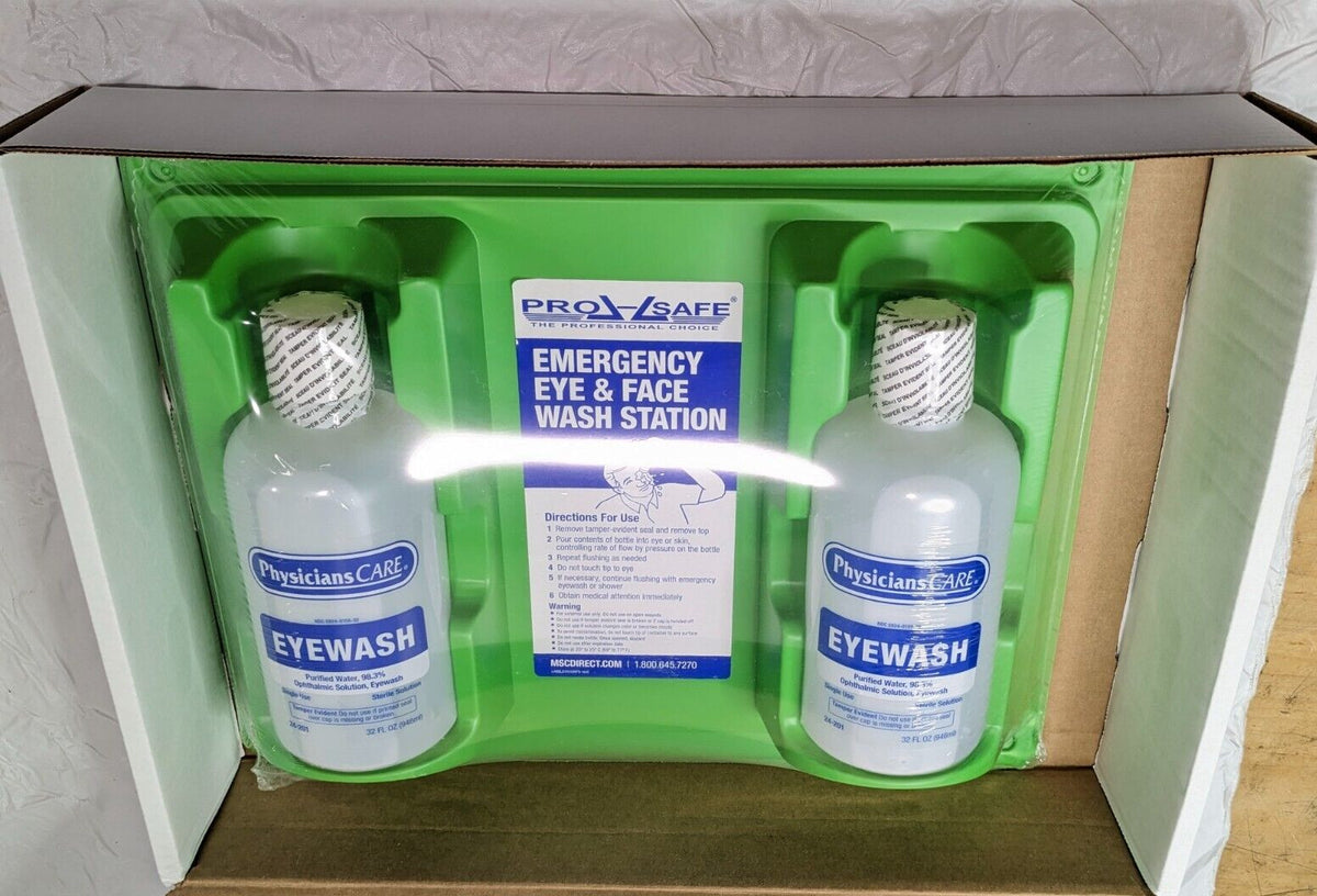 PRO-SAFE Emergency Eye & Face Wash Station Pack of 2 (32 oz Bottles) 24-300M