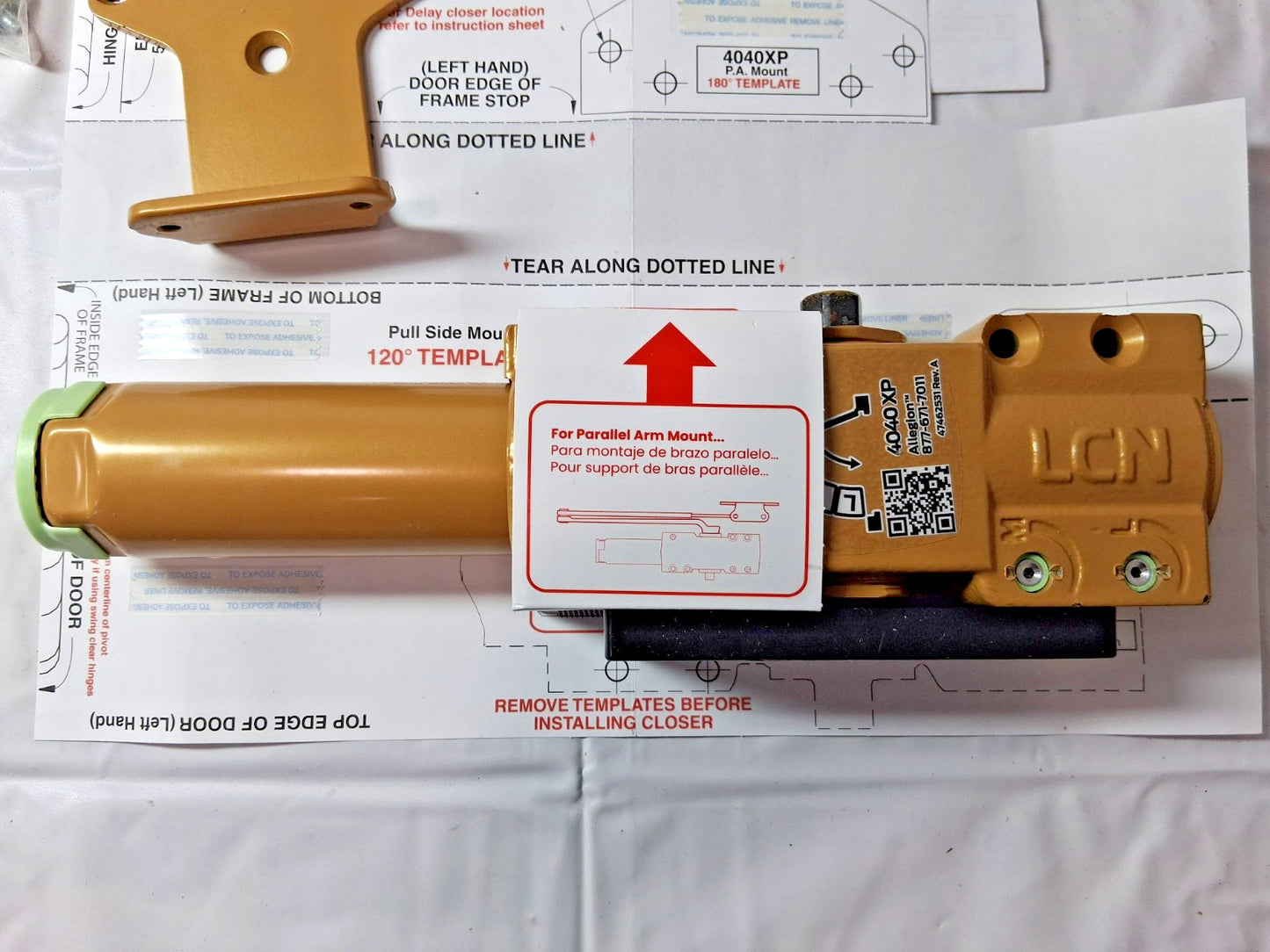 LCN Heavy Duty Door Closer Brass  8.5 lb Load Capacity  60" Door Width  4040XP