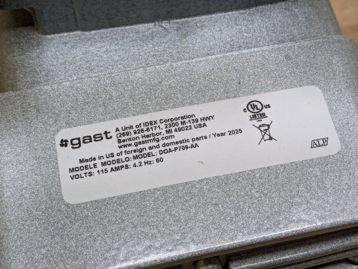 Gast Diaphragm Compressor Pump 1/8 HP 115v DOA-P709-AA Parts / Repair