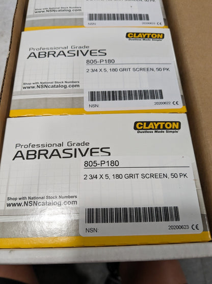 Clayton Professional Grades Abrasives Screens 2-3/4" X 5" 180G Qty 250 805-P180
