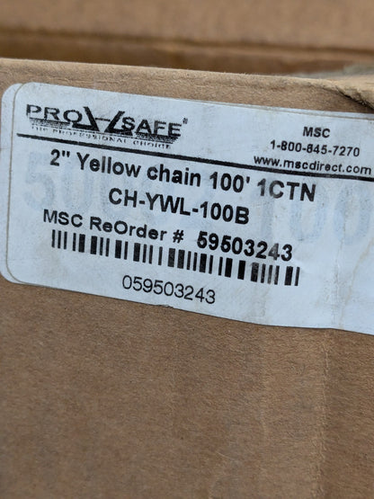 PRO-SAFE Chain: Plastic, Yellow, 100' Long, 2" Wide CH-YWL-100B