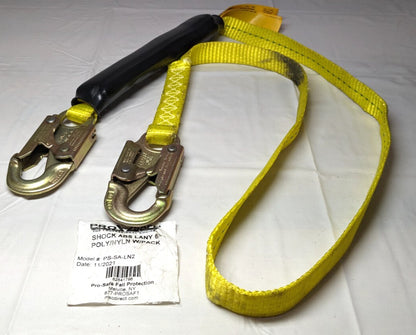 PRO-SAFE 6' Long Shock Absorbing Lanyard Locking Snap Hook  PS-SA-LN2