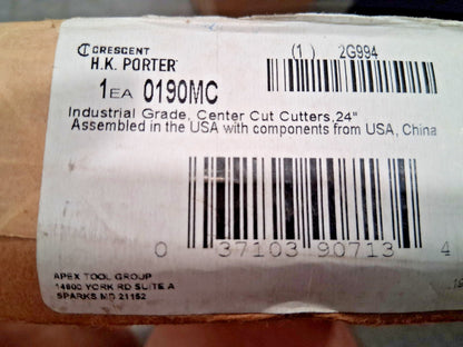 H.K. Porter Bolt Cutter 7/16" Capacity 24" OAL 0190MC