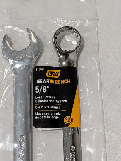GEARWRENCH Combination Wrench: 5/8" Head Size 9-1/2" OAL Qty 2 81658