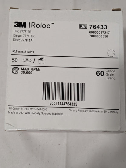 3M Quick-Change Disc: Roloc TR, 2" Dia, 60 Grit Box of 50 7000000550