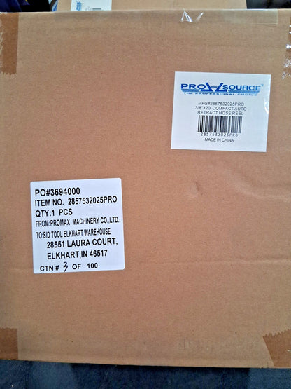 Pro-Source Hose Reel W Hose 3/8" ID Hose x 20ft Spring Retractable 2857532025PRO