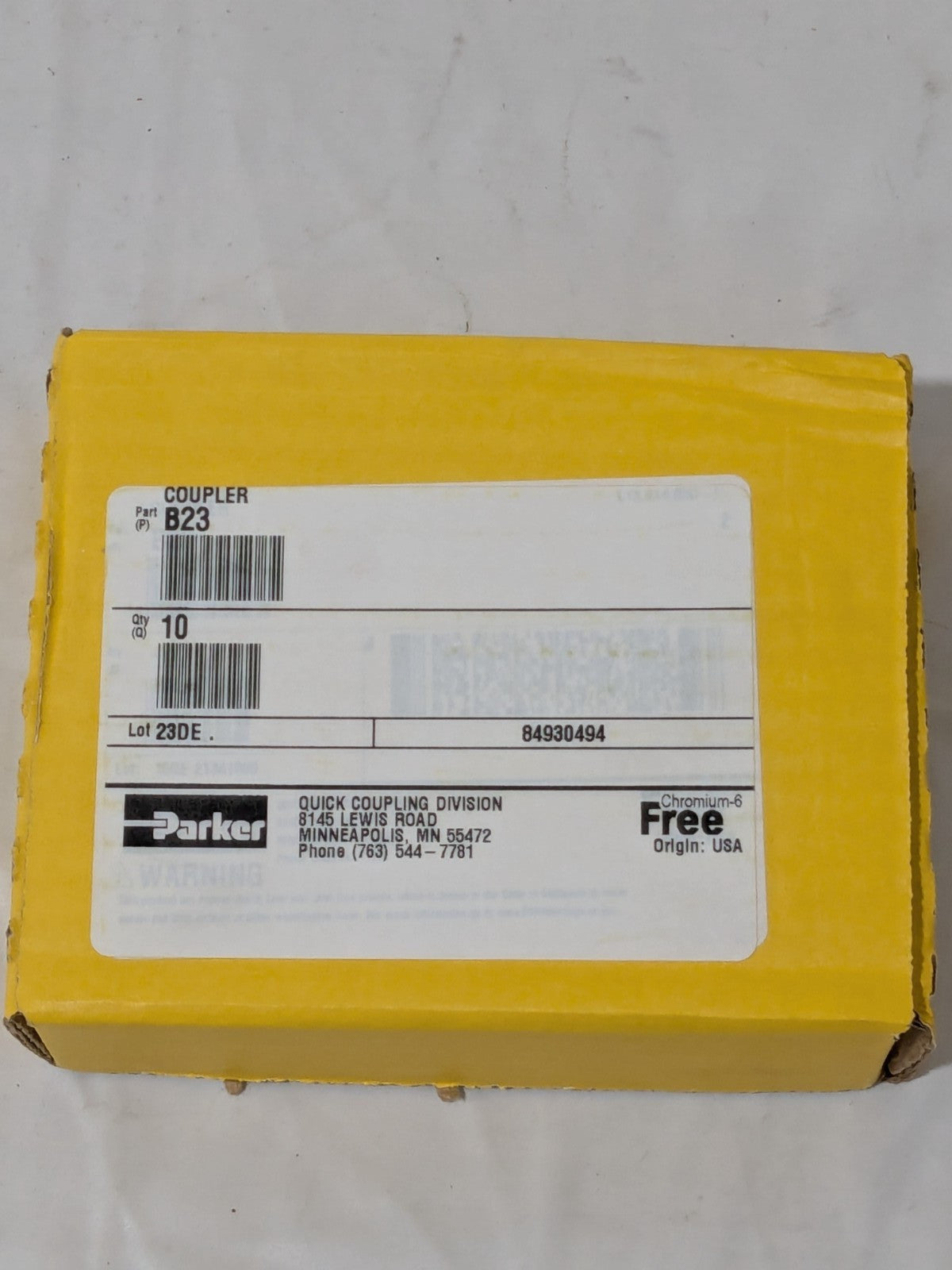 Parker Pneumatic Hose Coupling: 1/4-18, 1/4" Body Dia Box of 10 B23