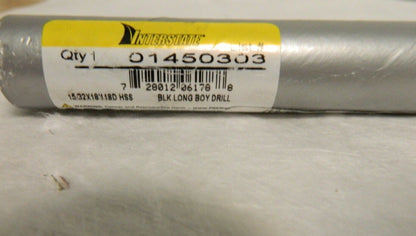 Interstate 15/32" 118° 2-Flute High Speed Steel Extra Length Drill Bit 01450303