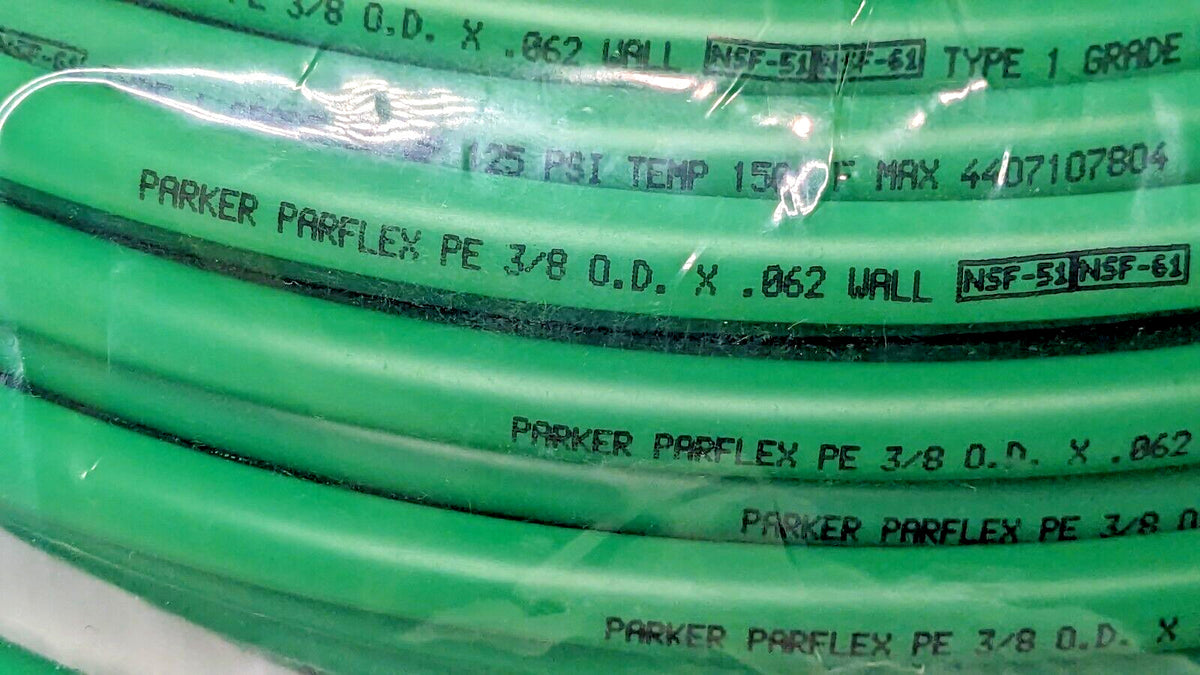 Parker Green Polyethylene Tubing 3/8" X .062 Wall 125PSI QTY 100 Ft E-64-G-