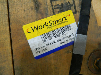 WorkSmart 3/8" x1/4" Dia Aircraft Cable 6,400Lb Strength 150ft WS-MH-W