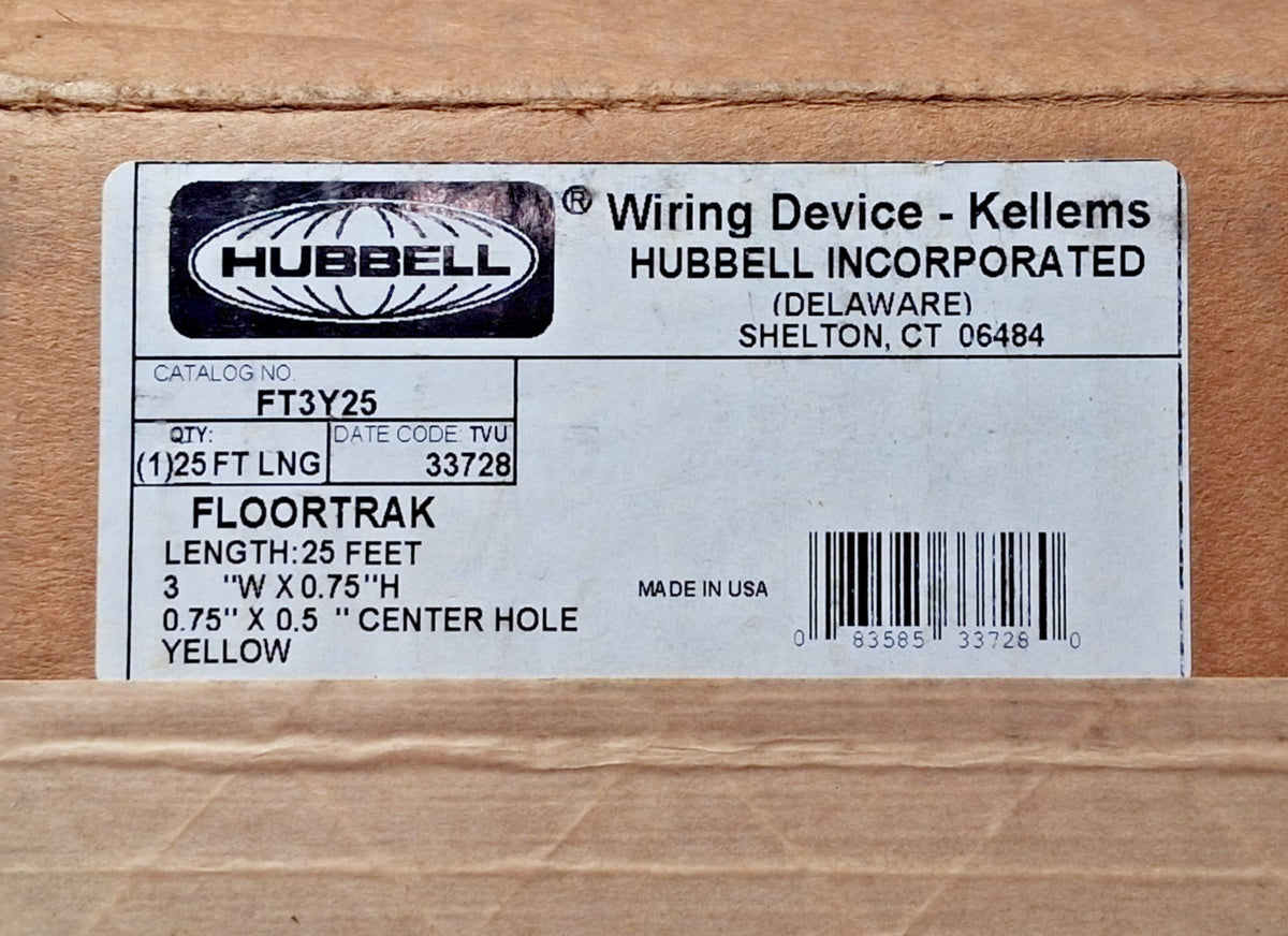 Hubbell Wiring Device-Kellems 25FT PVC Floor Cable Cover 1/2" Cable Dia FT3Y25