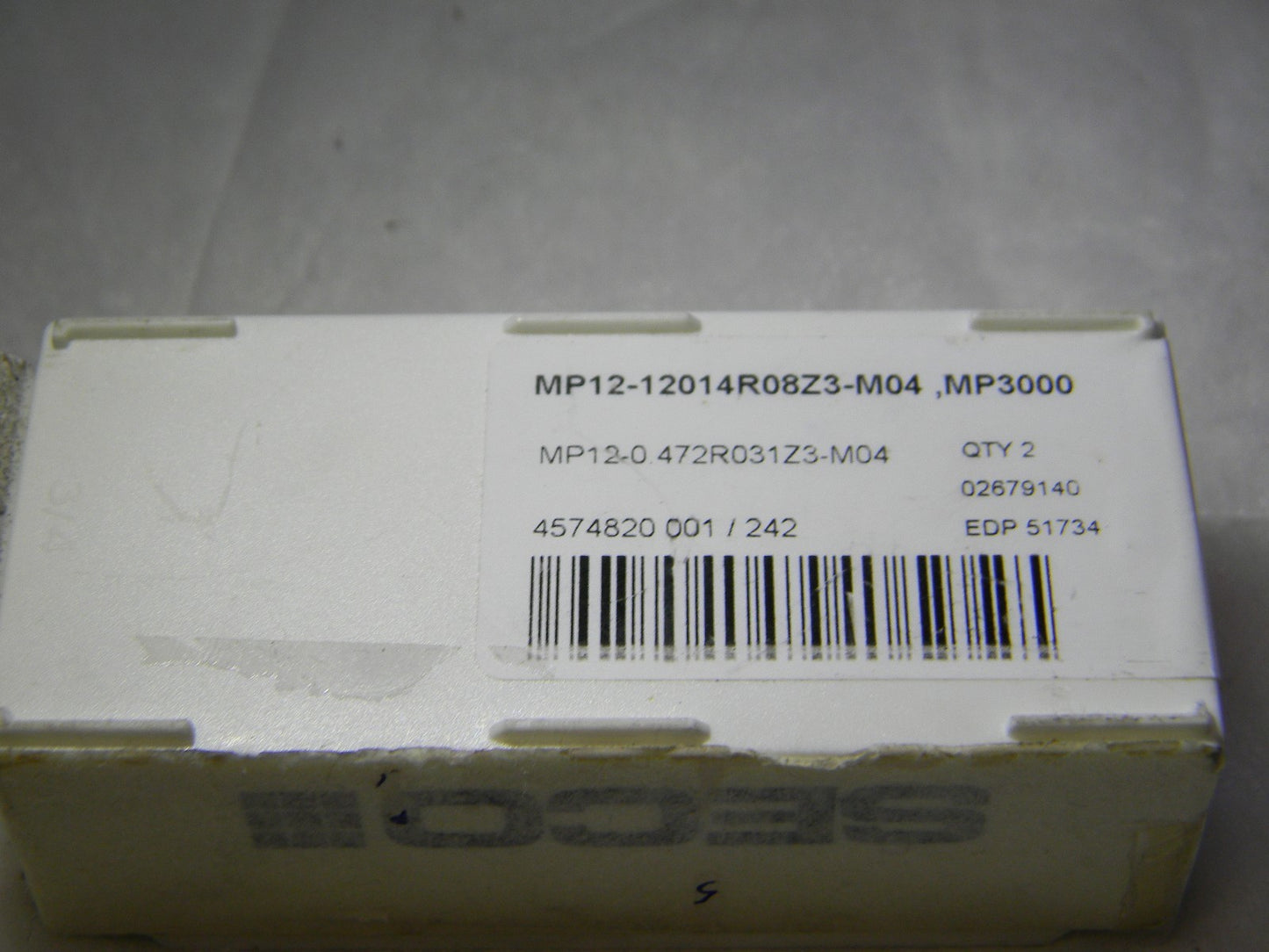 Seco Carbide Milling Tip Inserts MP12-12014R08Z3-M04 Grade MP3000 Qty 2 51734