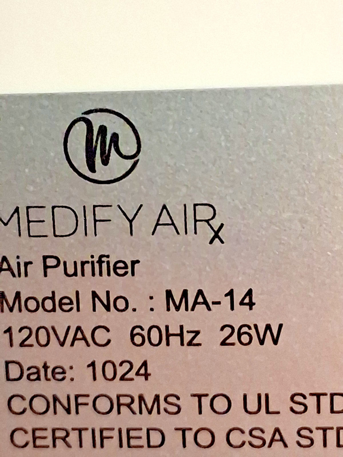 Medify Air  Air Purifier 72 CFM H13 HEPA White 15.0000" High 10.5" Wide MA-14W