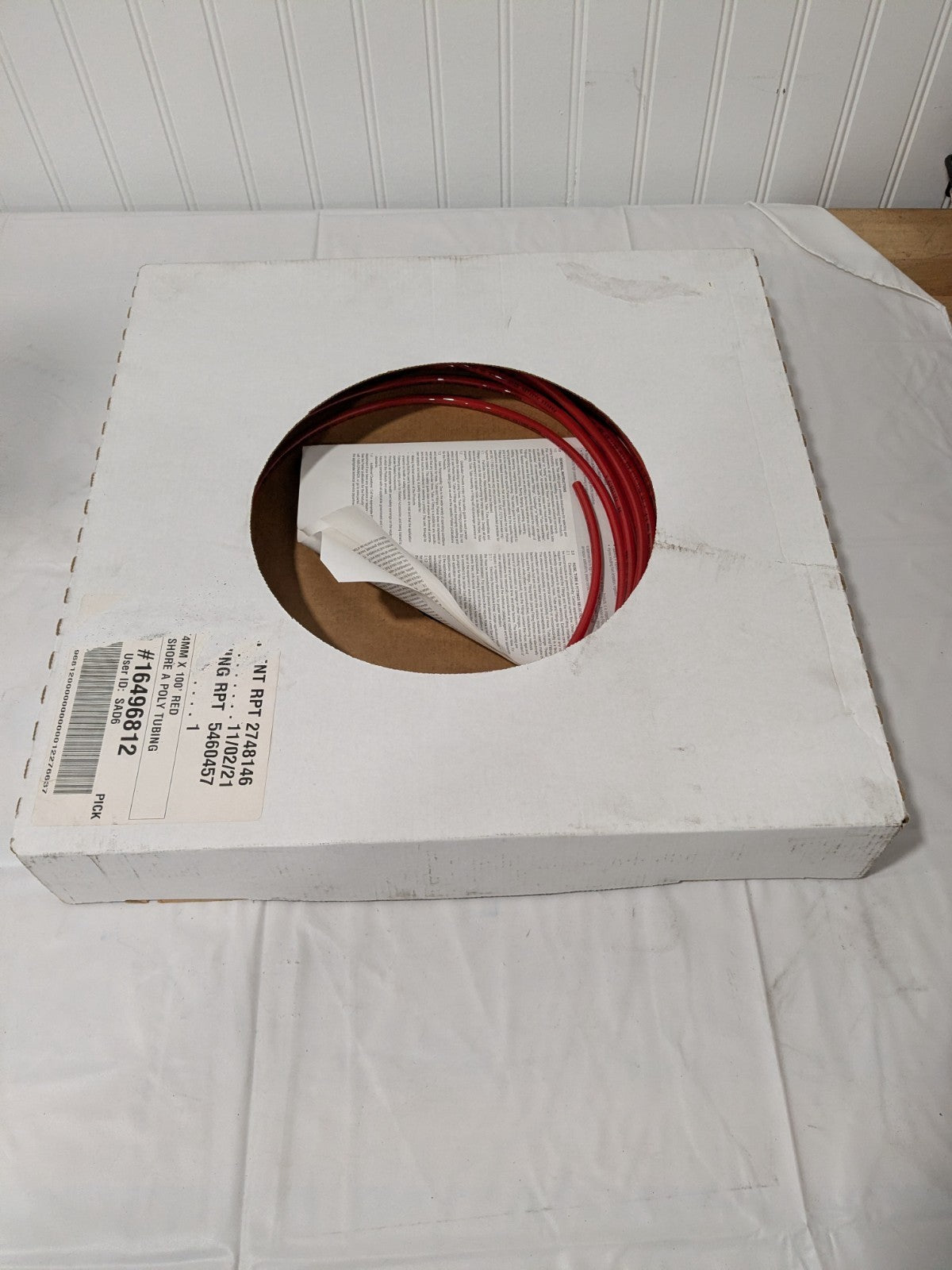 Parker Polyurethane Tube: 100' Long, Red 95UM-6X1-RED-0100