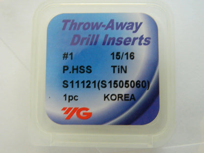 YG1 (M48) THROW AWAY DRILL INSERTS TIN COATED 15/16 x 5/32 S11121