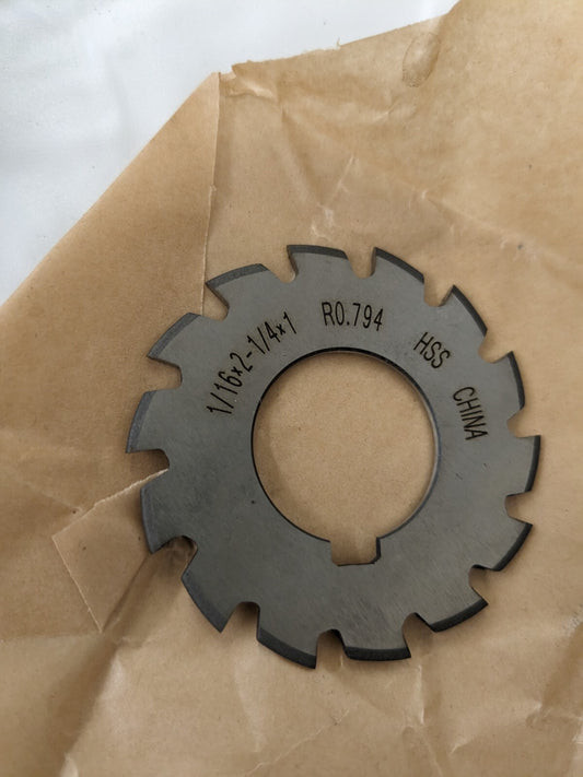 1/32″ Radius 2-1/4″ Diam12 Teeth Arbor Connection HSS Convex Radius Cutter