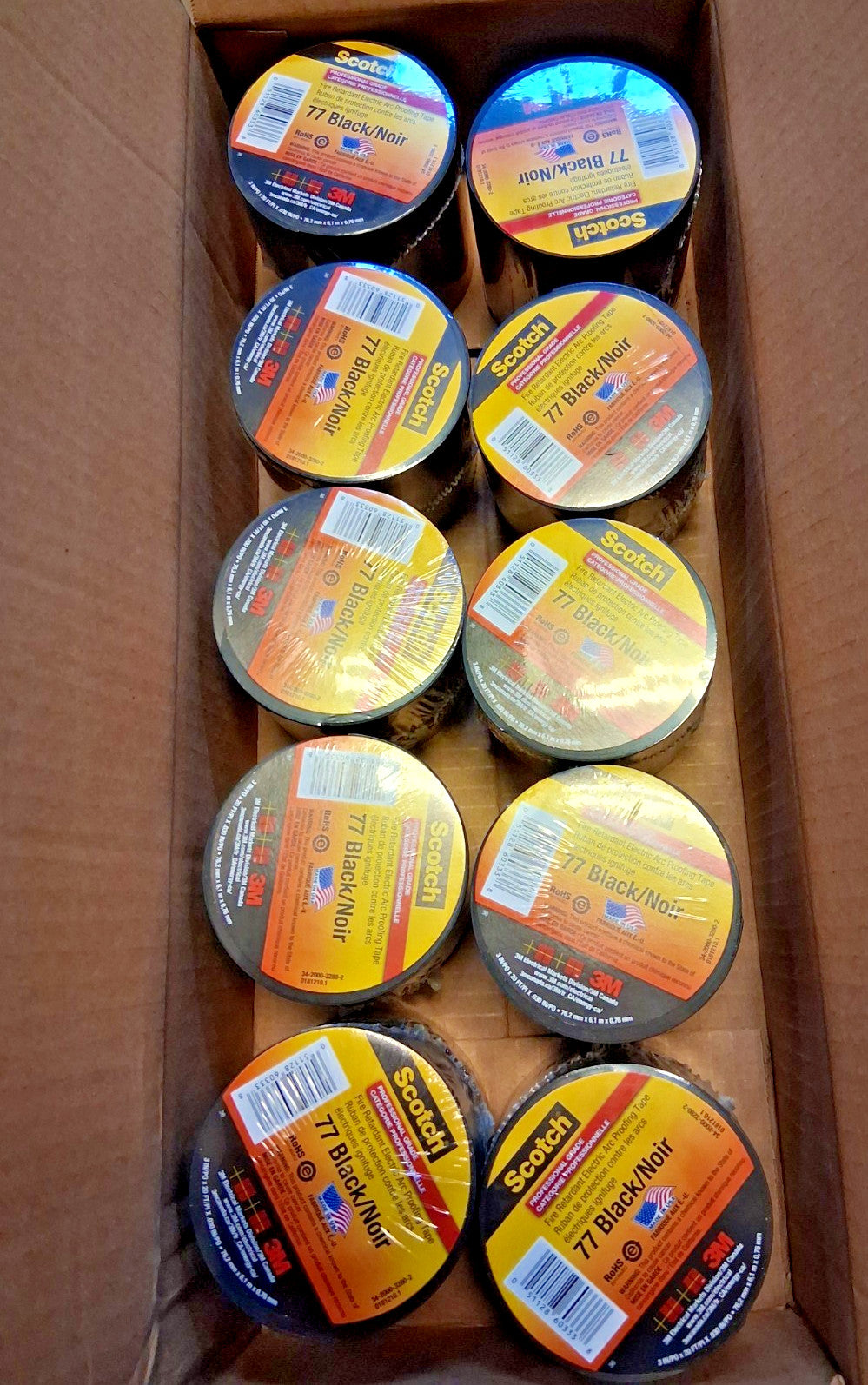 3M Fire-Retardant Electric Arc Proofing Tape 77 Black 10pk 34-2000-3280-2
