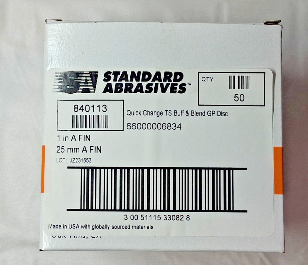 Standard Abrasives Aluminum Oxide Quick-Change Disc TSM 1" Dia QTY50 700004