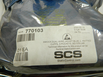SCS Blue Dual Wire Jacket with Knit Cuffs, No Collar Size Large Qty 5 770103
