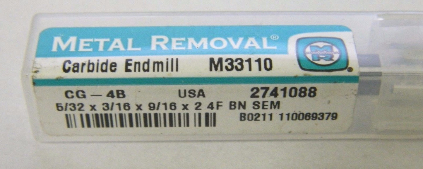 Metal Removal M33110 5/32" x 3/16" x 9/16" x 2" 4FL Carbide