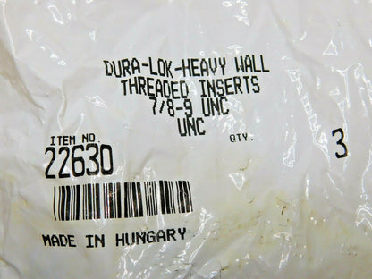 Dura-Lok-Heavy Wall Threaded Inserts 7/8-9 UNC Qty 12 pcs 22630