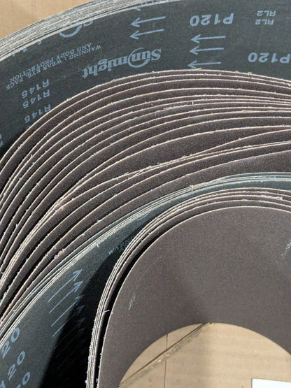 CGW Abrasive Belt: 6" Wide, 48" OAL, 120 Grit, Aluminum Oxide Qty 20 61297