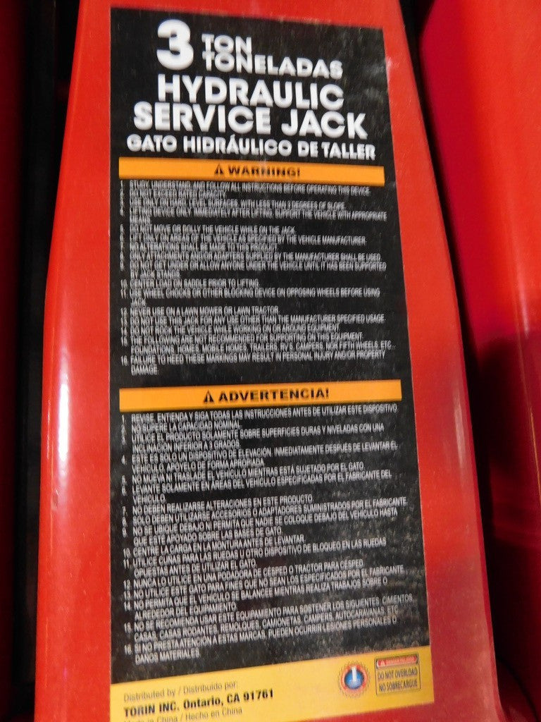 Big Red Heavy Duty Hydraulic Floor Jack 3 Ton Capacity ATZ830023R Missing Parts