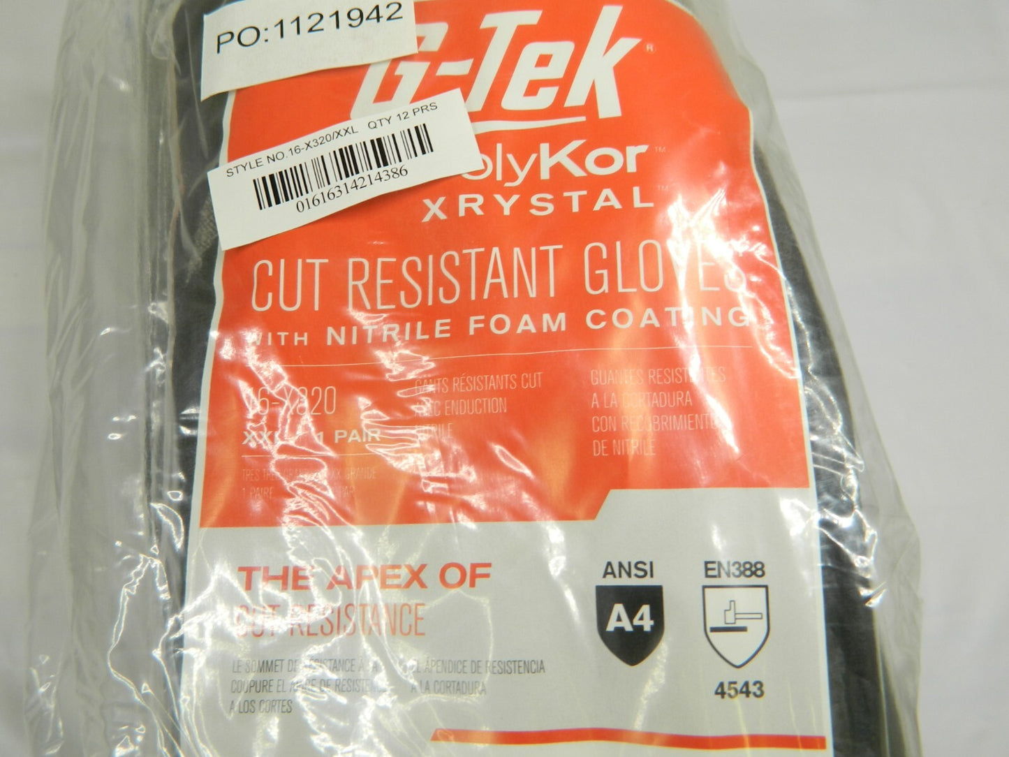 PIP G-Tek PolyKor Xrystal Seamless Knit PolyKo Seamless Glove Qty 12 16-X320/XXL
