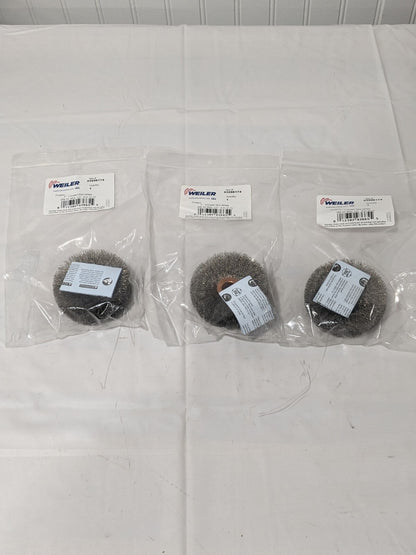 WEILER Wheel Brush: 3" Dia, 5/8" Width, 0.0060" Wire Dia Qty 3 03598174
