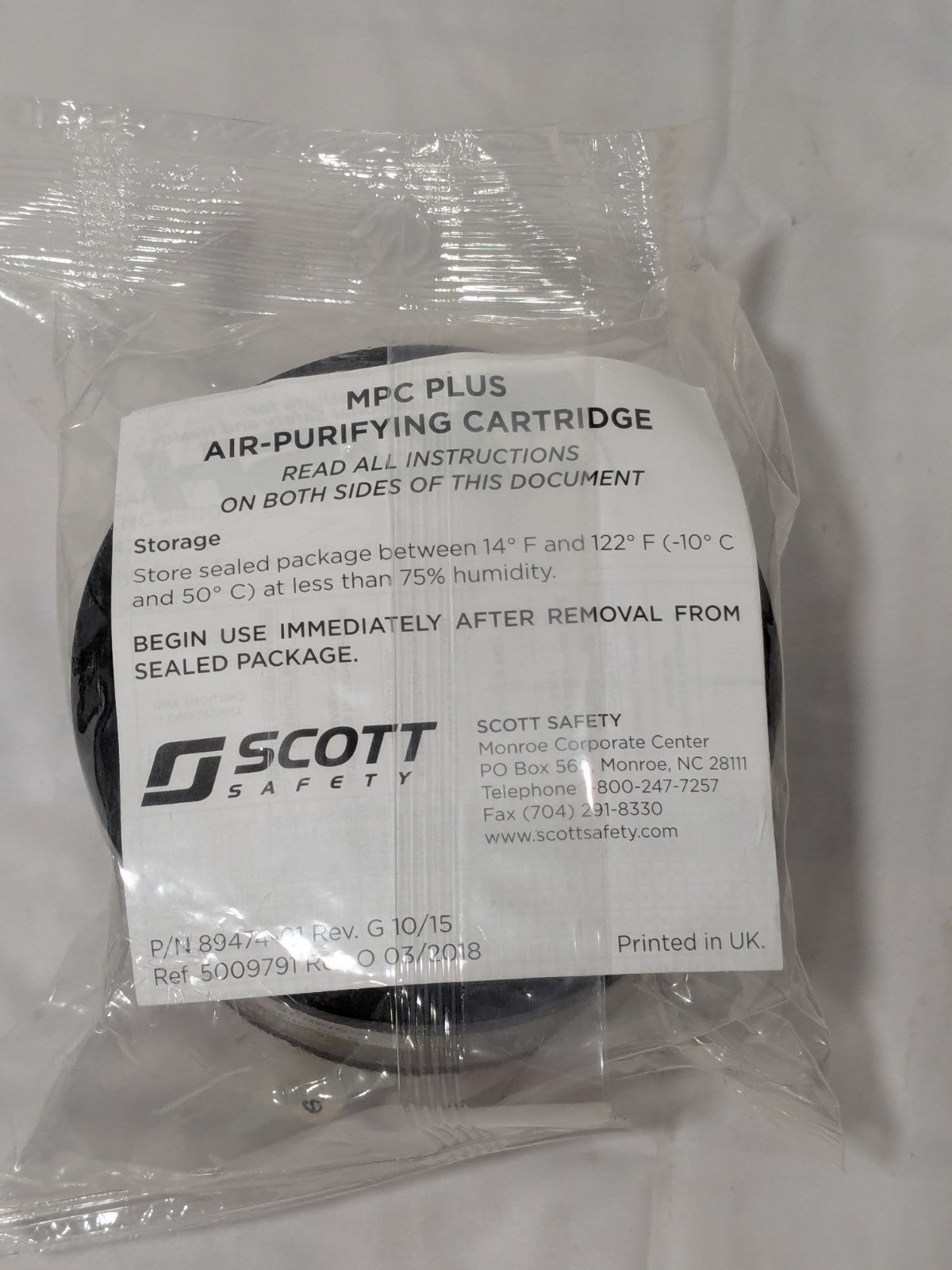 3M Scott Half &amp; Full Facepiece Respirator Cartridge 805557-01
