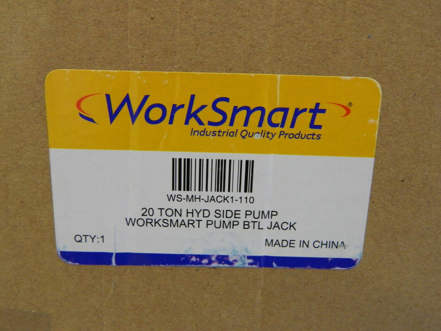 WorkSmart Side Pump Bottle Jack 20 Ton Load Cap. WS-MH-JACK1-110