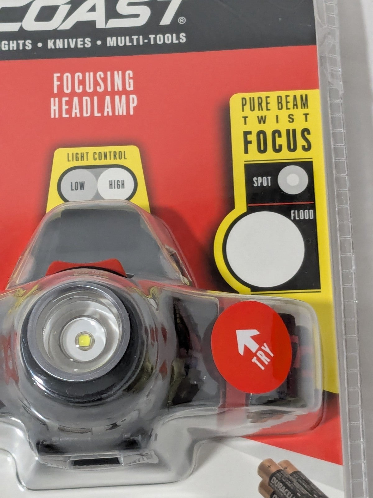 Coast Products 3AA LED Black/Red Focusing Head Lamp 19721
