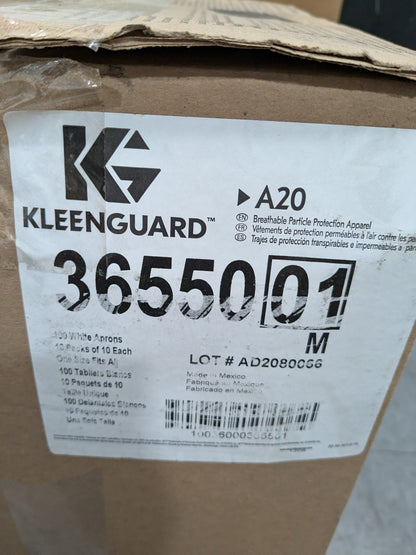 KLEENGUARD 100pk Disposable Bib Apron Sz Universal White  Water Protection 36550