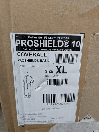 DUPONT Coverall Liquid & Splash Protection Sz XL Qty 25 PB125SWHXL002500